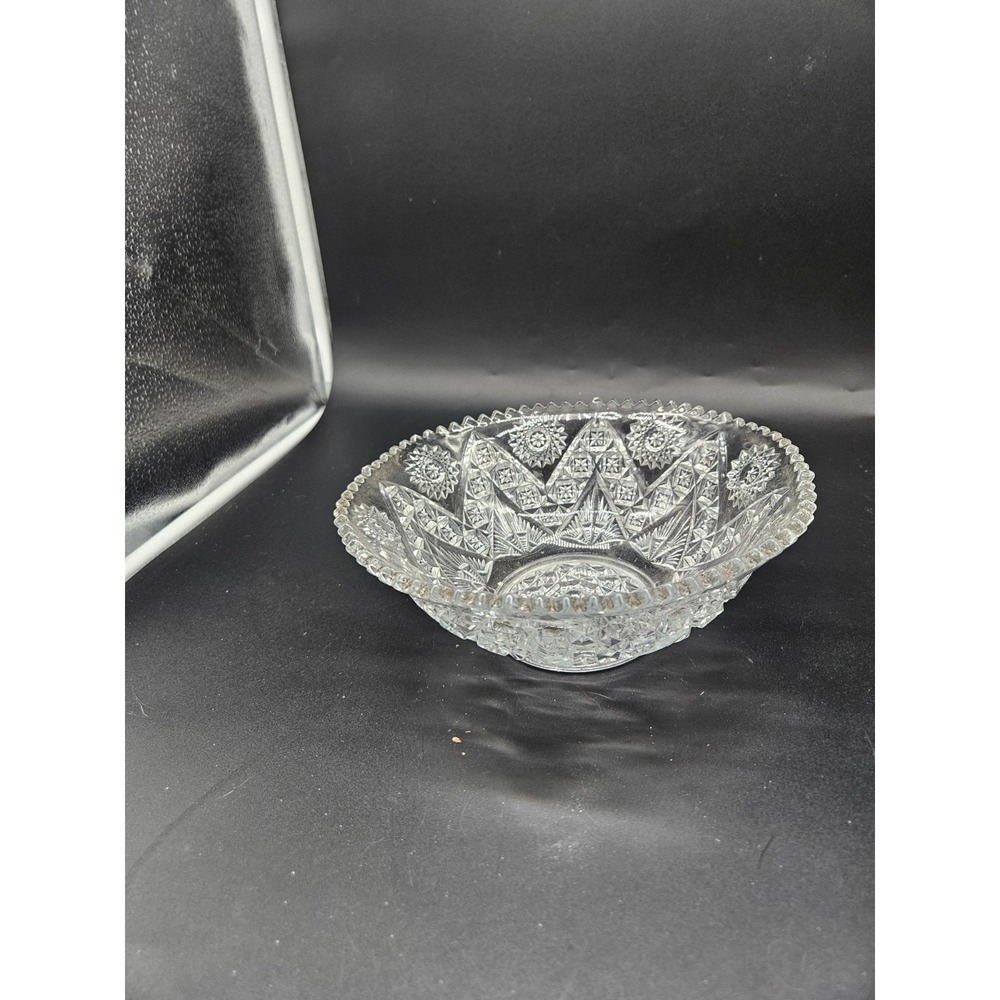 Vintage‎ 9" Cut Crystal Clear Bowl
